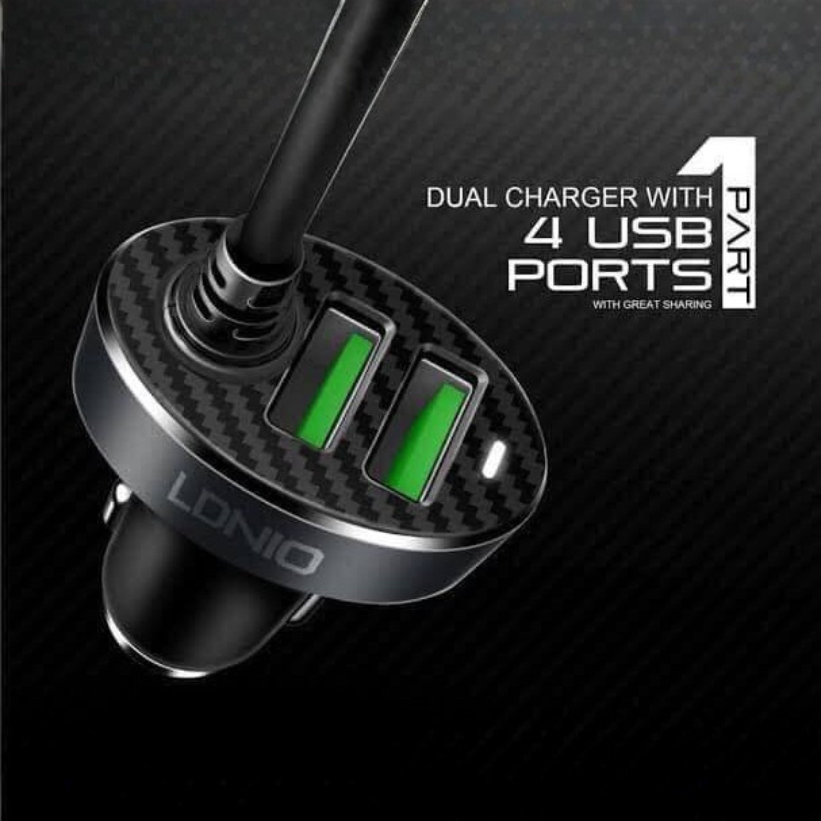 Dual Plug 4X USB- car Charger