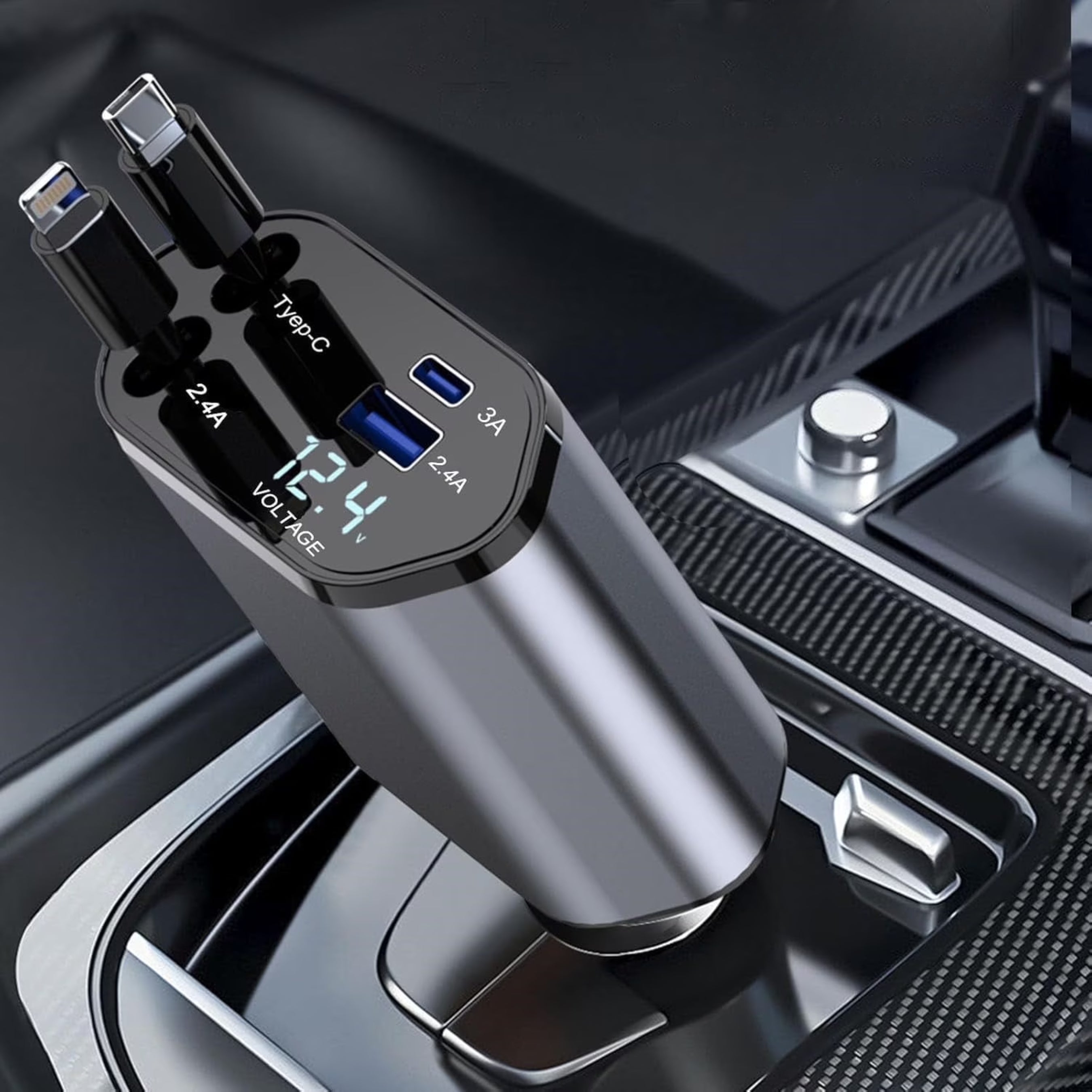 Car Travel Charger 4in 1- Adjustable