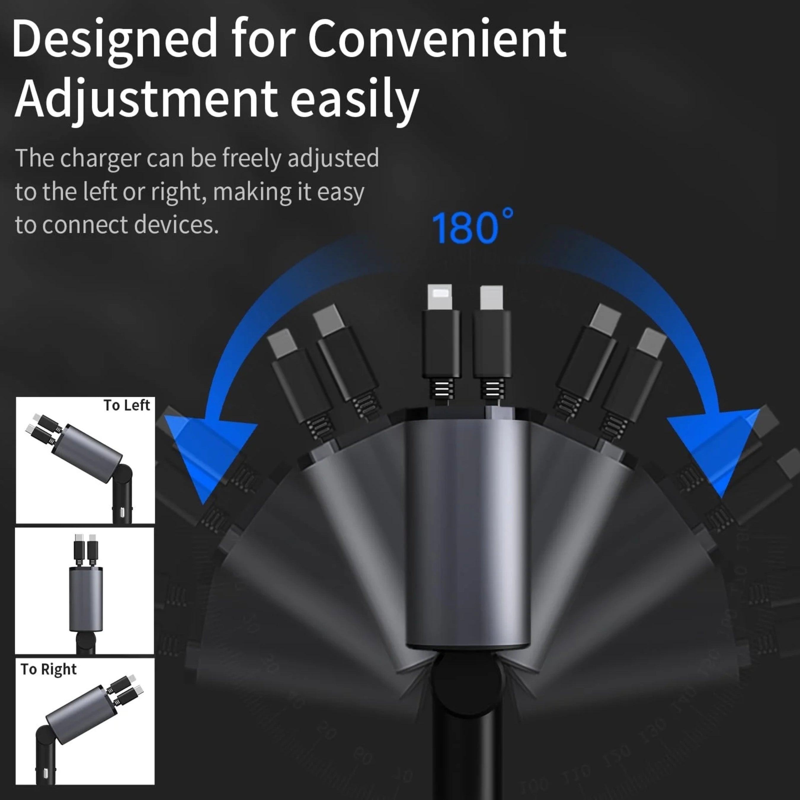 Car Travel Charger 4in 1- Adjustable