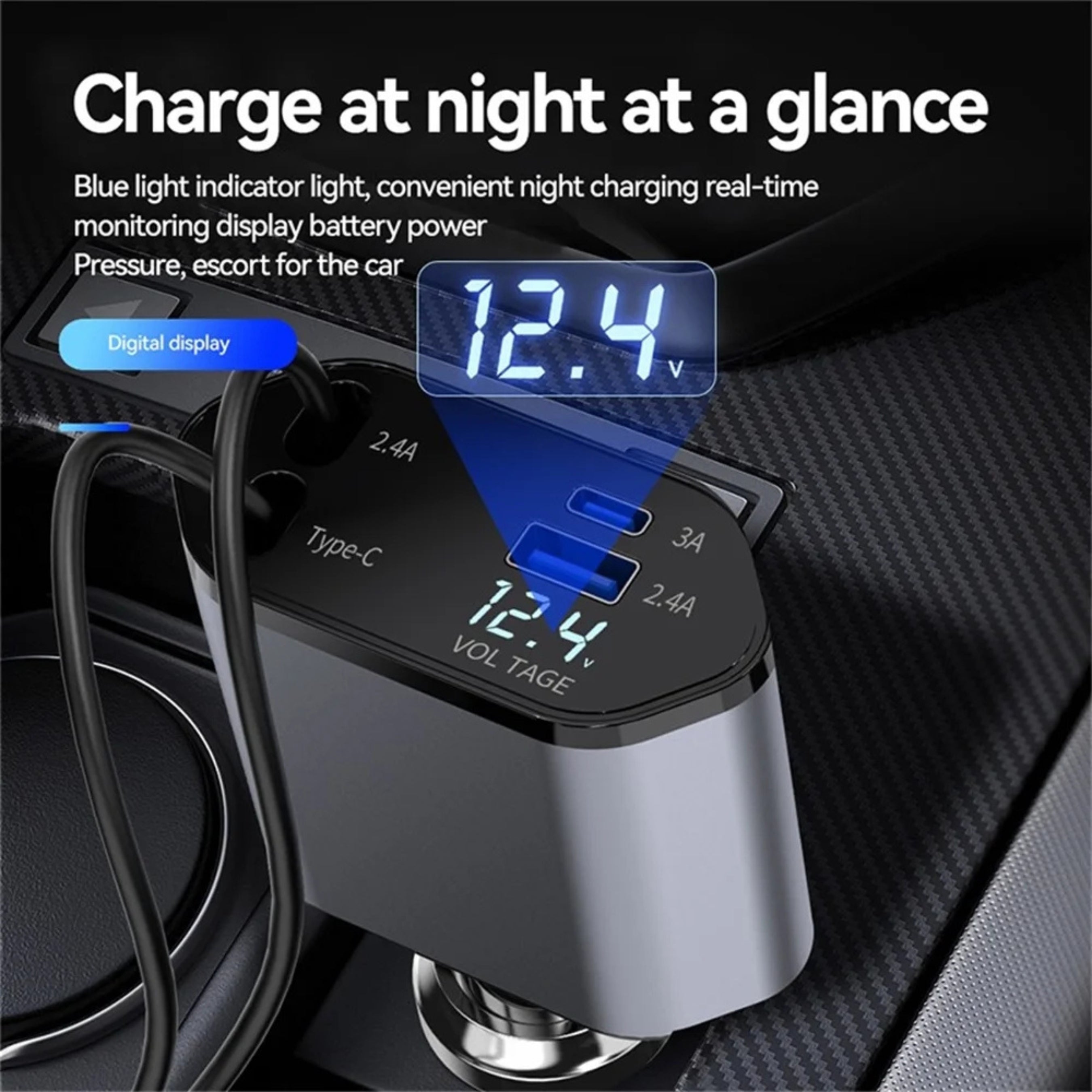 Car Travel Charger 4in 1- Adjustable