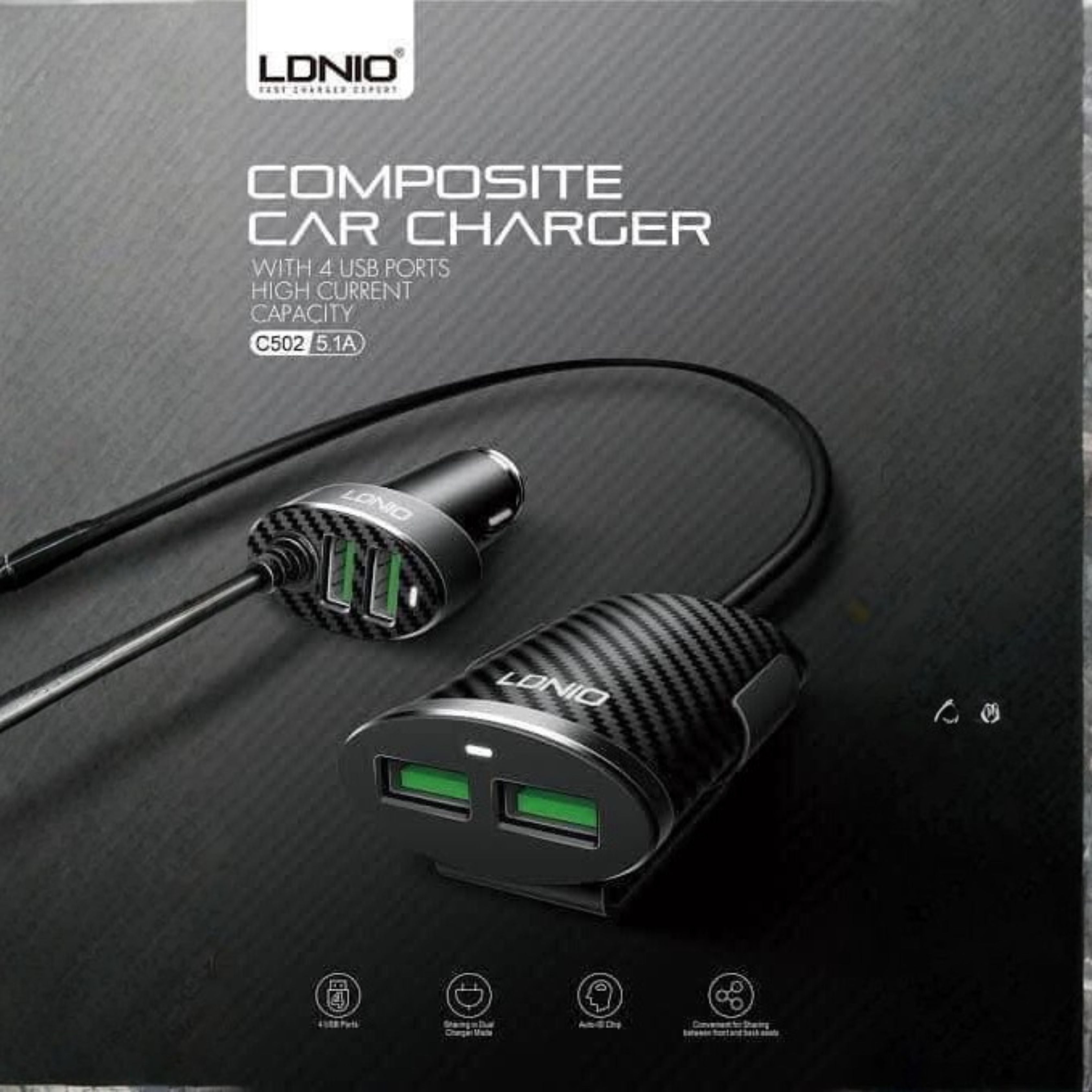 Dual Plug 4X USB- car Charger