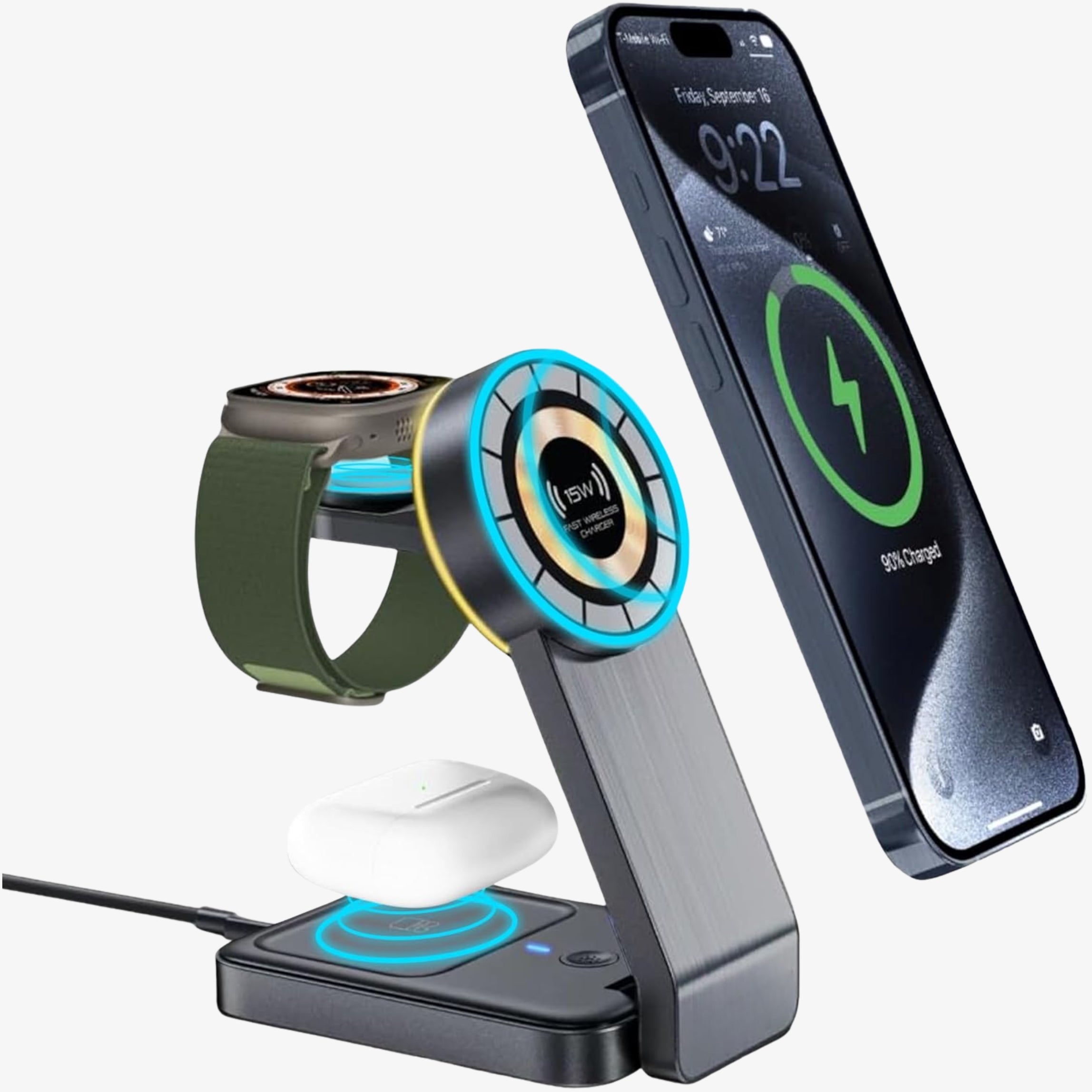 Magnatic Wireless Charger - Ultra stable Support 3iN1